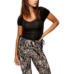 Topshop Women's Black Ruched Satin Like Top size 6